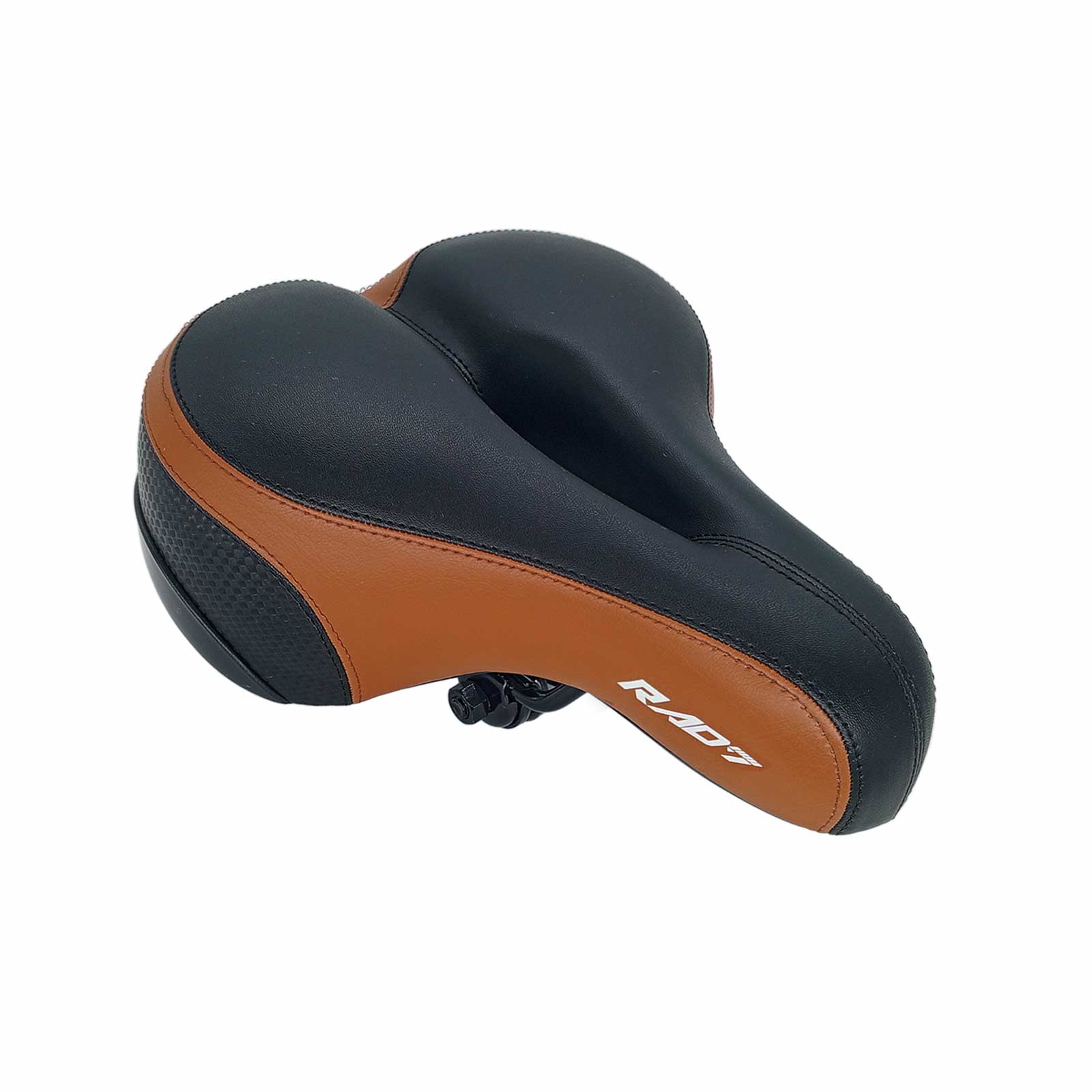 Selim Vazado Largo Passeio 250 x 205 mm 2 Molas Preto Marrom Fita Refletiva com Carrinho Rad7 Concept