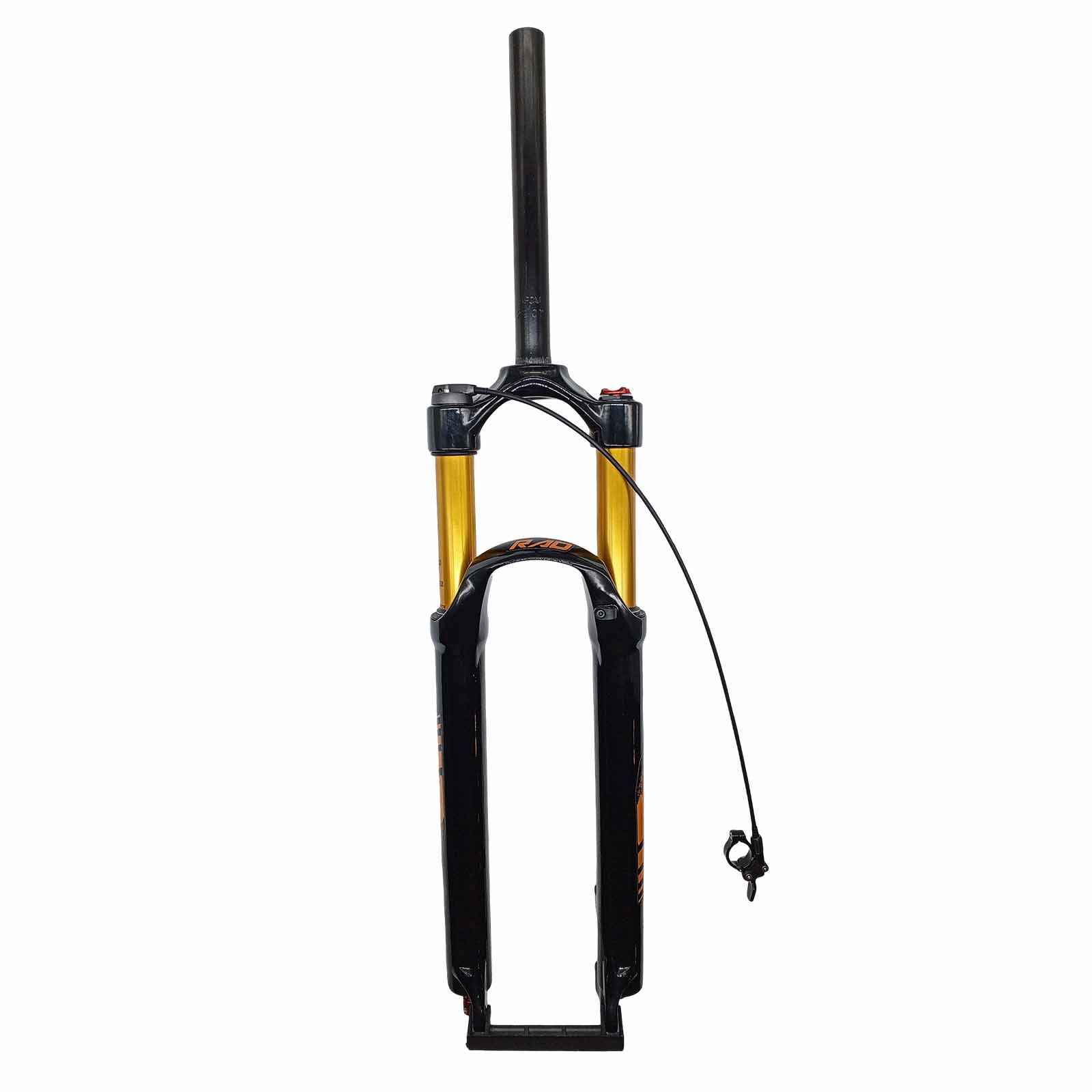 Suspensão Dianteira Ar Óleo Retorno Em Alumínio Magnésio Aro 29 Curso 100 mm Ahead Set 28,6 mm Disco PM Trava no Guidão Dourada Rad7 Performance