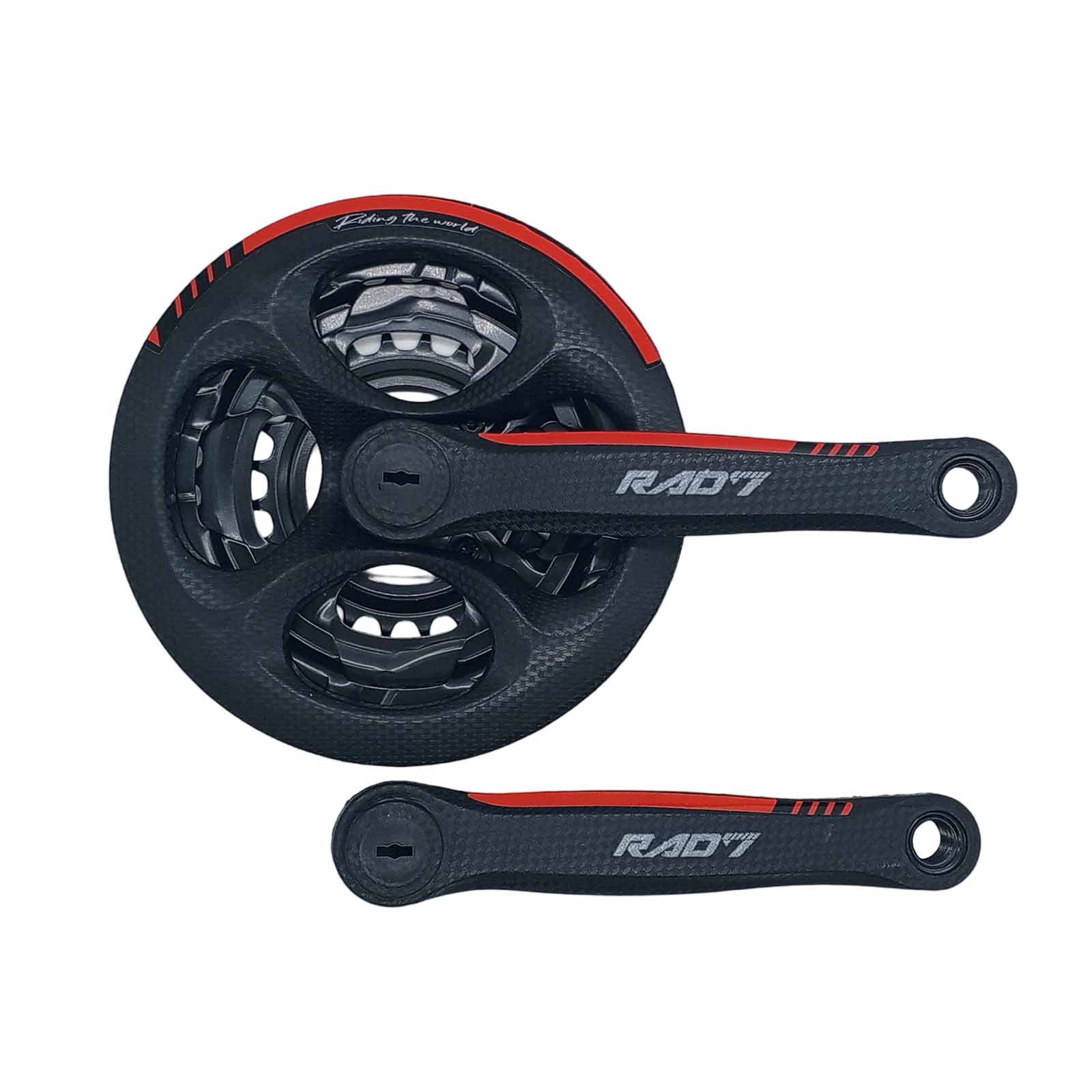 Pedivela Tripla em Aço Encapado 28 38 48D Braço de 170 mm Preta Detalhe Vermelho Rad7 Concept