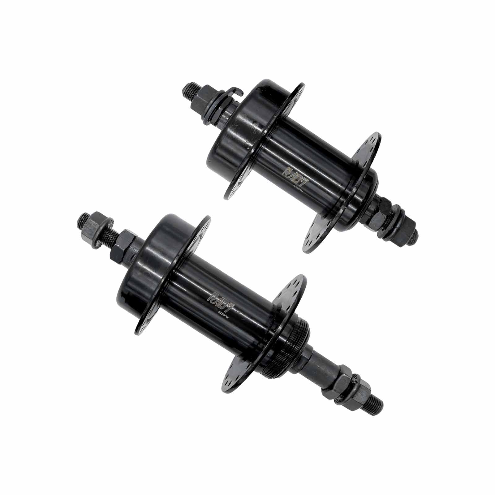 Cubo de Aço Dianteiro e Traseiro Esferado 36F sem Blocagem com Espaçador para Freio a Disco Preto Rad7 Essential