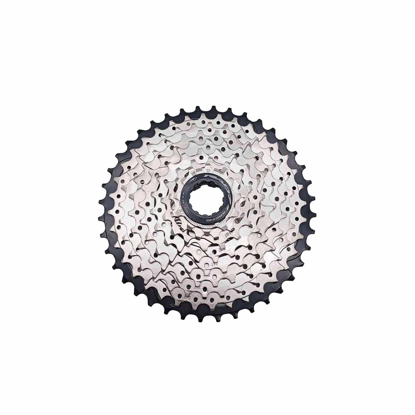 Cassete 9v 11-40D Indexado Niquelado com última Coroa Preta e Aranha em Alumínio Rad7 Concept