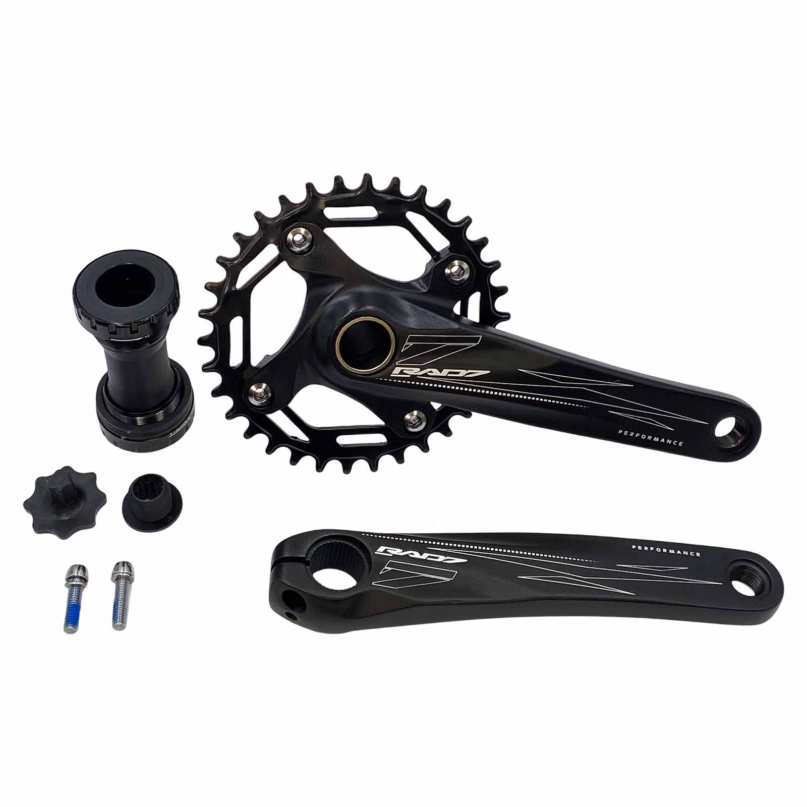 Pedivela Single 36D Braço de 170 mm com Movimento Central HollowTech Integrado em Alumínio Preta Rad7 Performance