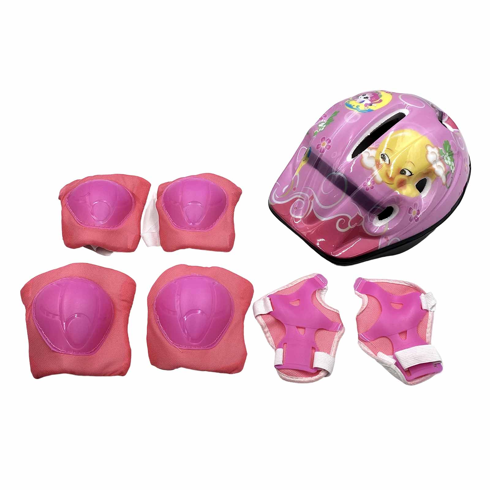 Kit Proteção Infantil Sun Rosa - Capacete, Joelheira, Munhequeira E Cotoveleira 3 a 7 Anos Rad7