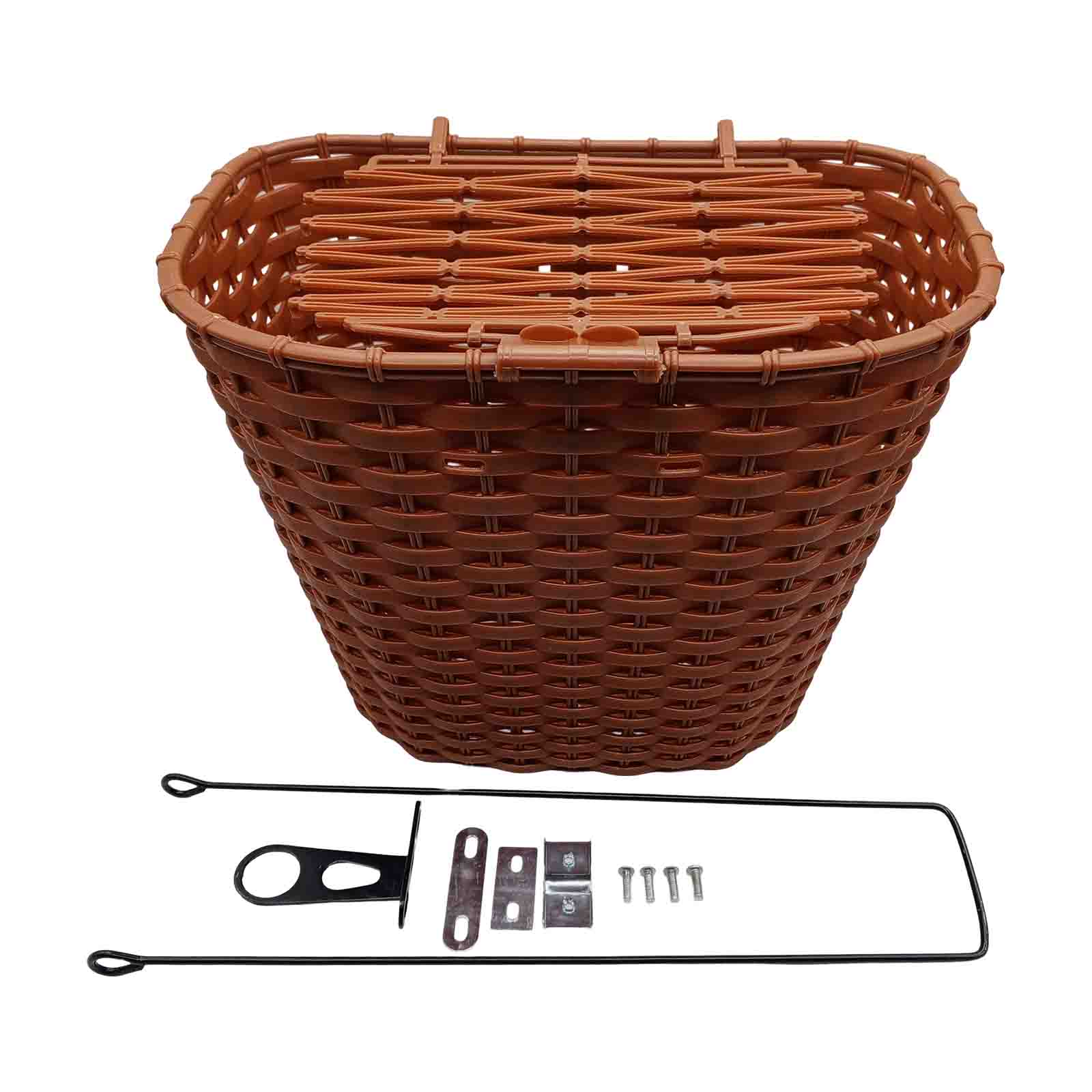 Cesta Plástica Retrô com Tampa Aro 24 26 Marrom Rad7 Concept