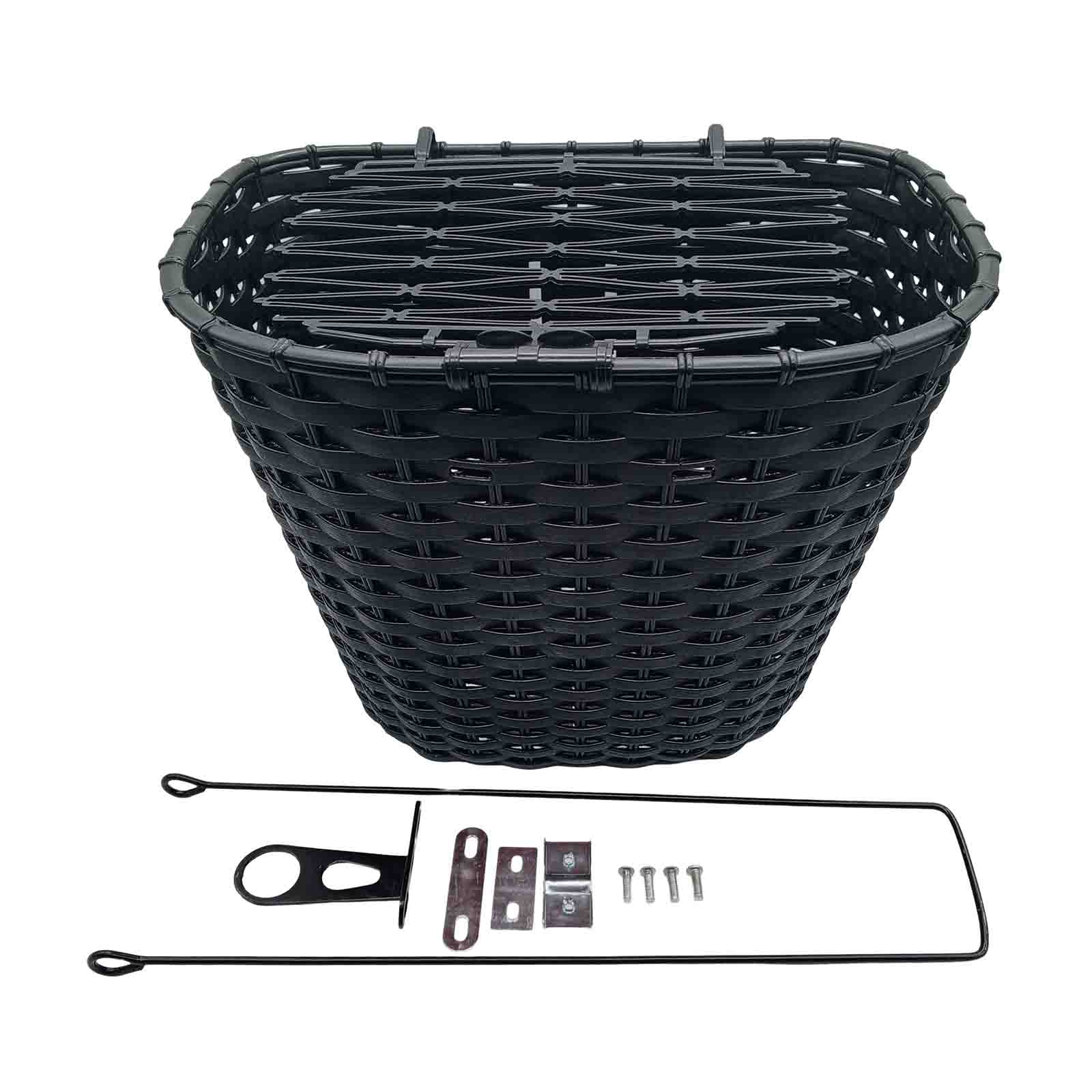 Cesta Plástica Retrô com Tampa Aro 24 26 Preto Rad7 Concept