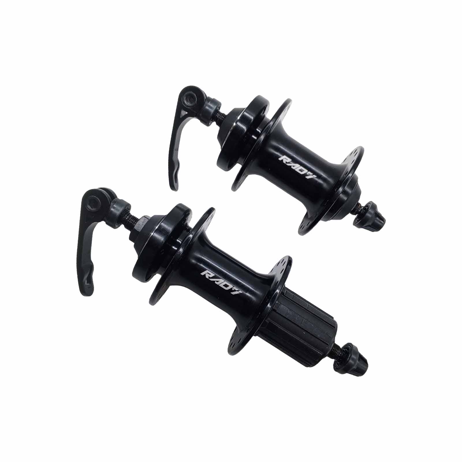 Cubo em Alumínio Dianteiro e Traseiro Rolamentado 36 Furos com Blocagem e Espaçador Cassete 12v Disco Preto Rad7 Performance