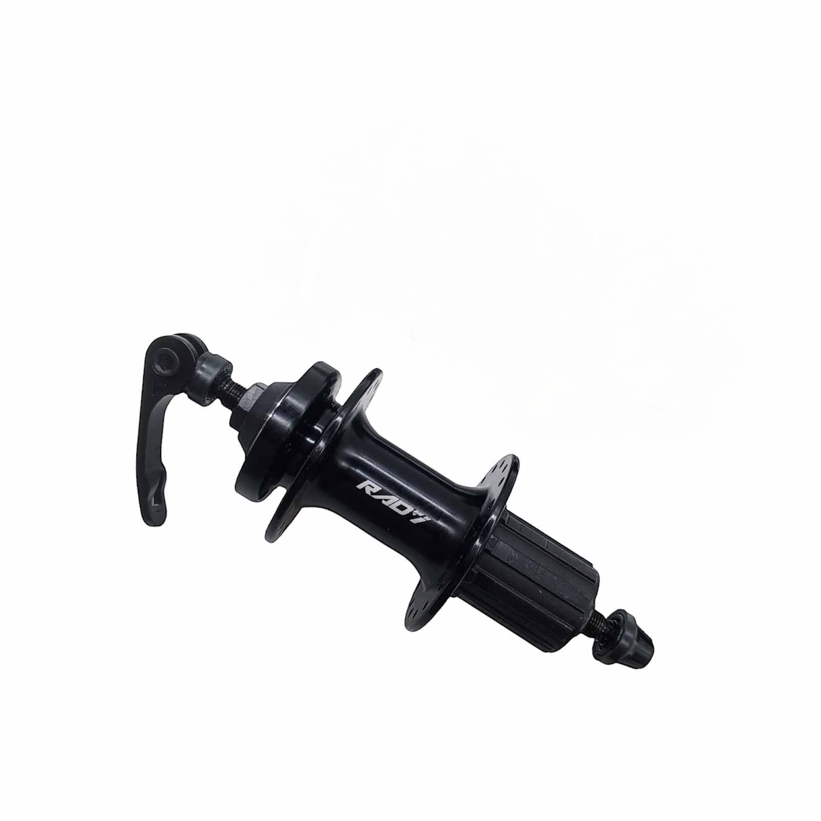 Cubo em Alumínio Traseiro Rolamentado 36 Furos com Blocagem e Espaçador Disco Cassete Preto Rad7 Concept