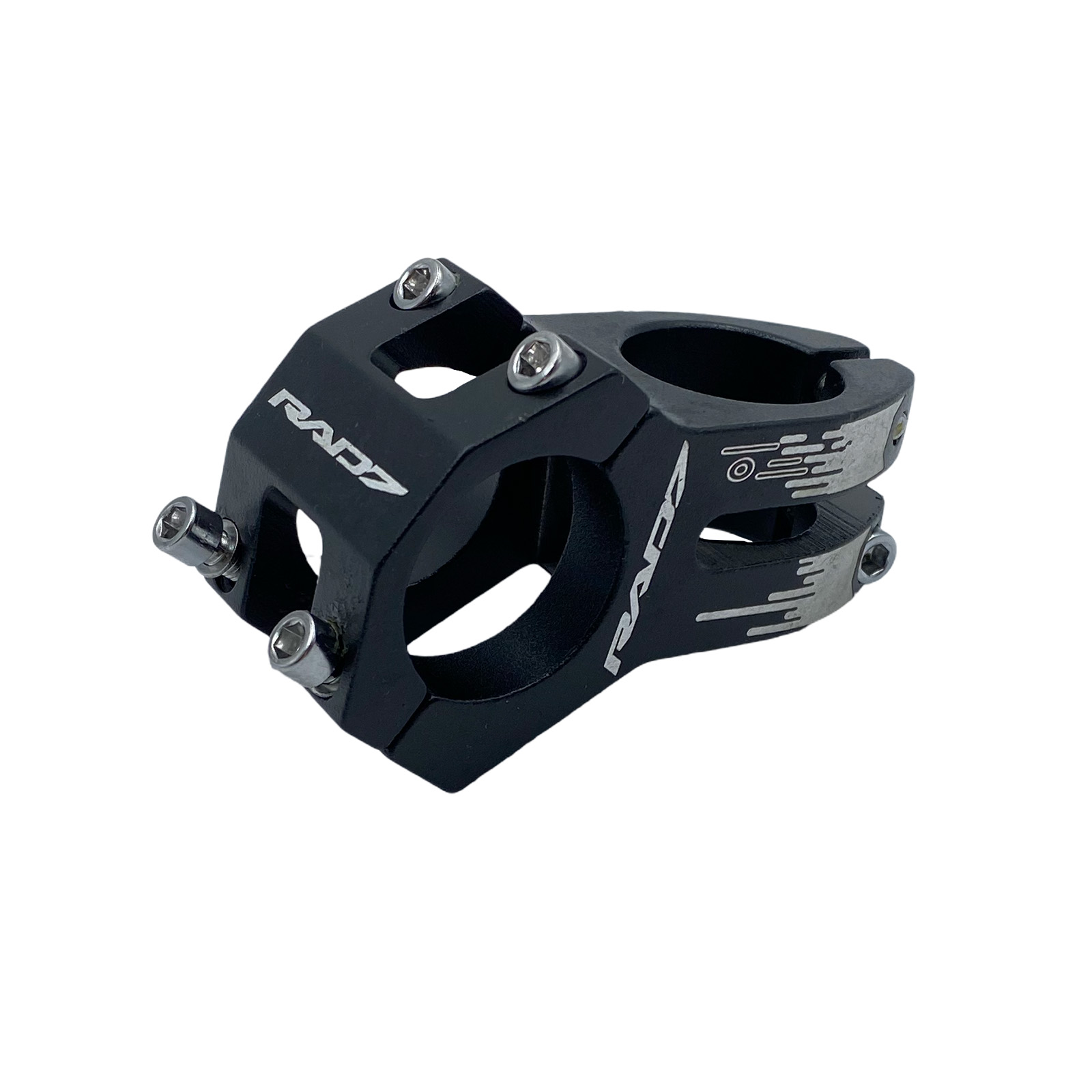 Mesa MTB Freeride 31,8 mm 45 mm 0 graus em Alumínio Preto Fosco com Detalhe Branco Rad7 Concept