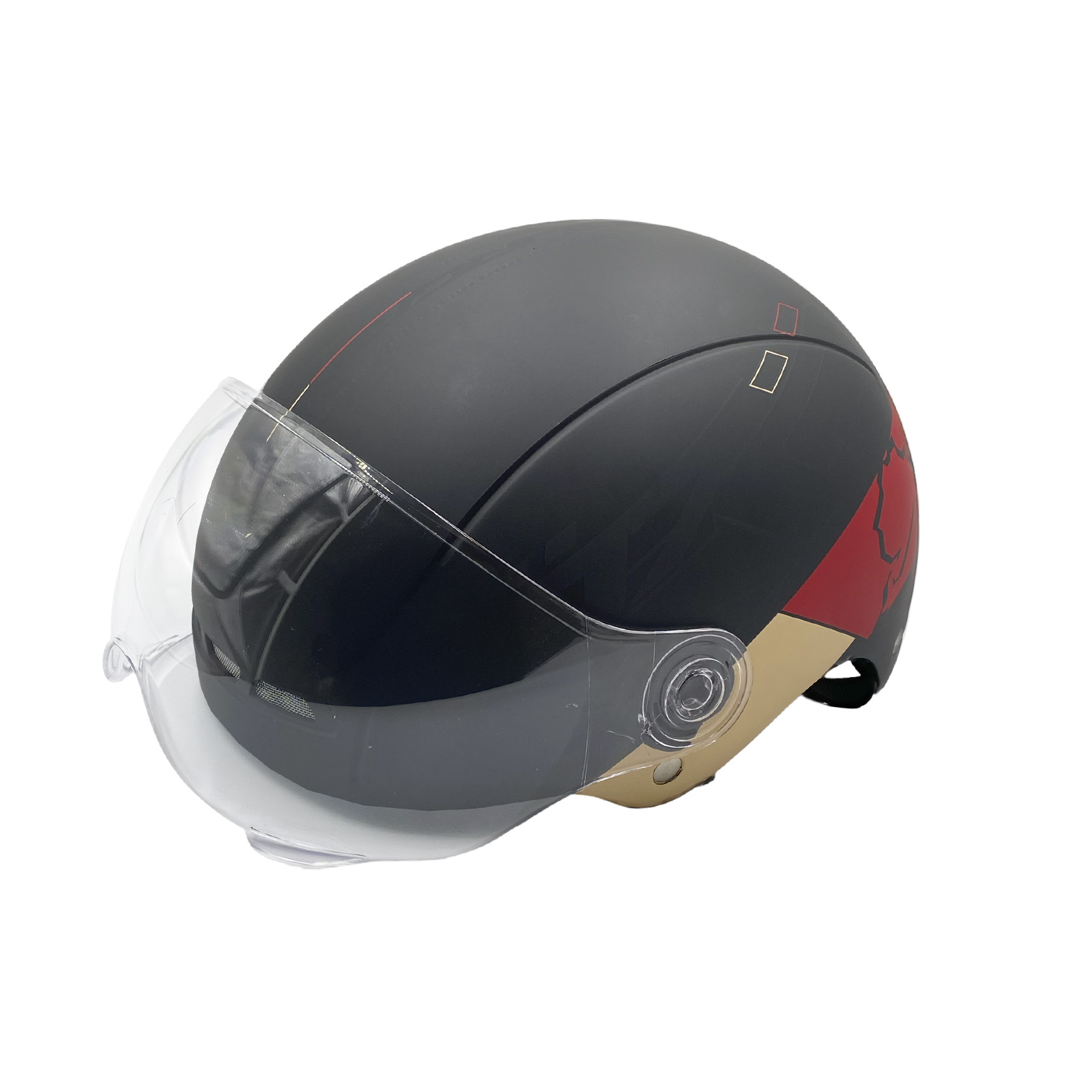 Capacete e-Bike  Nurburgring com Viseira L 58-61 cm Preto Vermelho Rad Routes