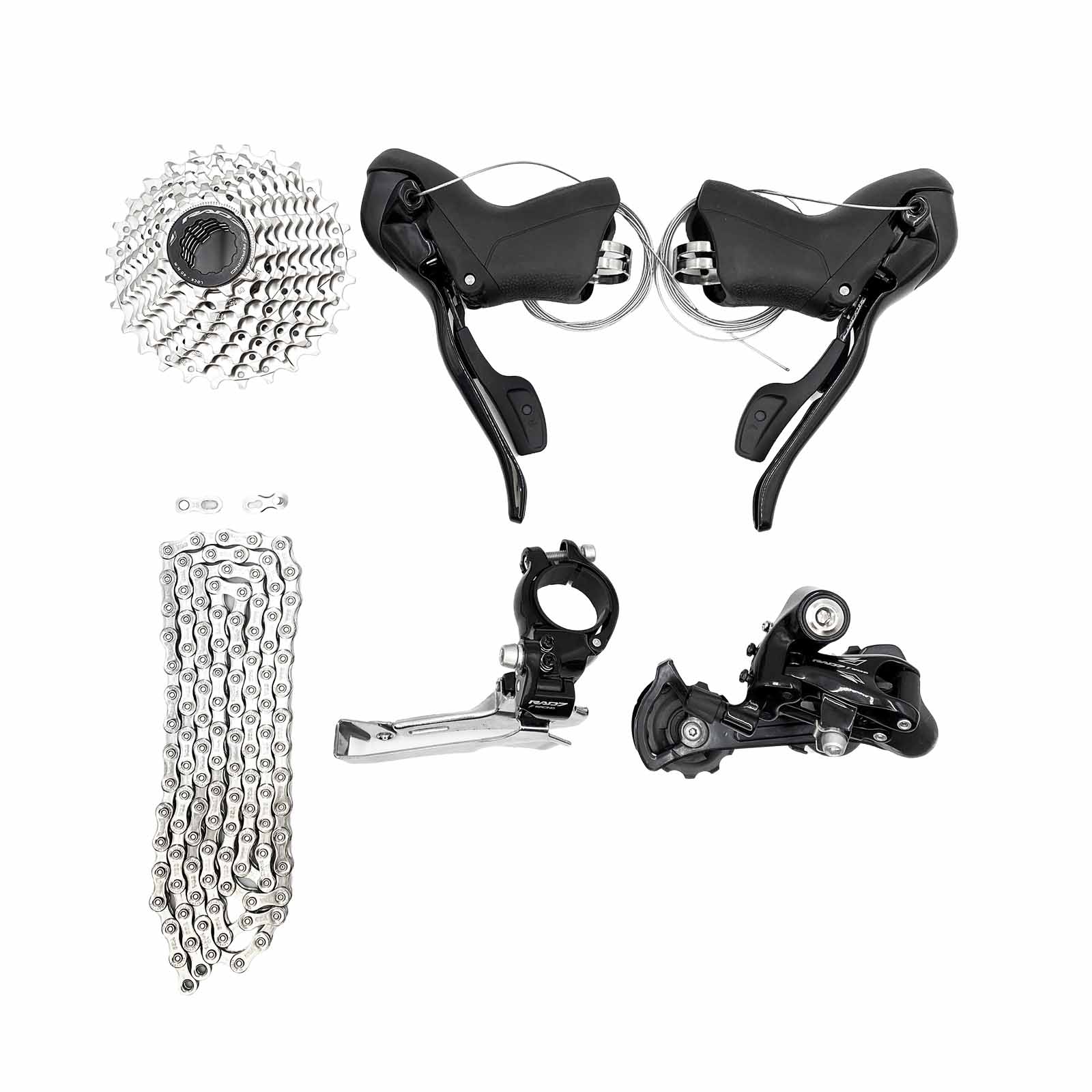 Kit Trans. Speed 2x9v 18v c/Cass. 11-28D+Alav. c/Man.+Câmbios Dt/Ts+Corr. 9v Rad Racing