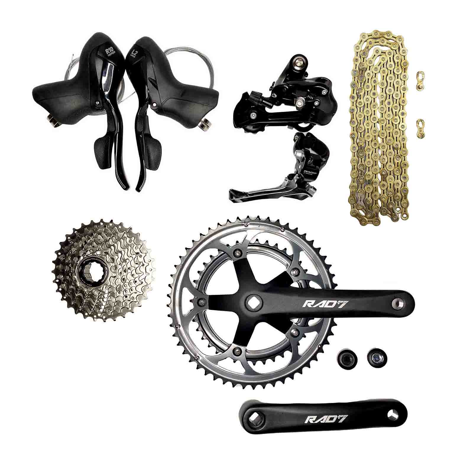 Kit Trans. Speed 2x10v 20v c/Cass. 11-32D+Alav. c/Man.+Câmbios Dt/Ts+Corr. 10v+Pdv. PQ. 39/53D 175mm Rad7 Racing