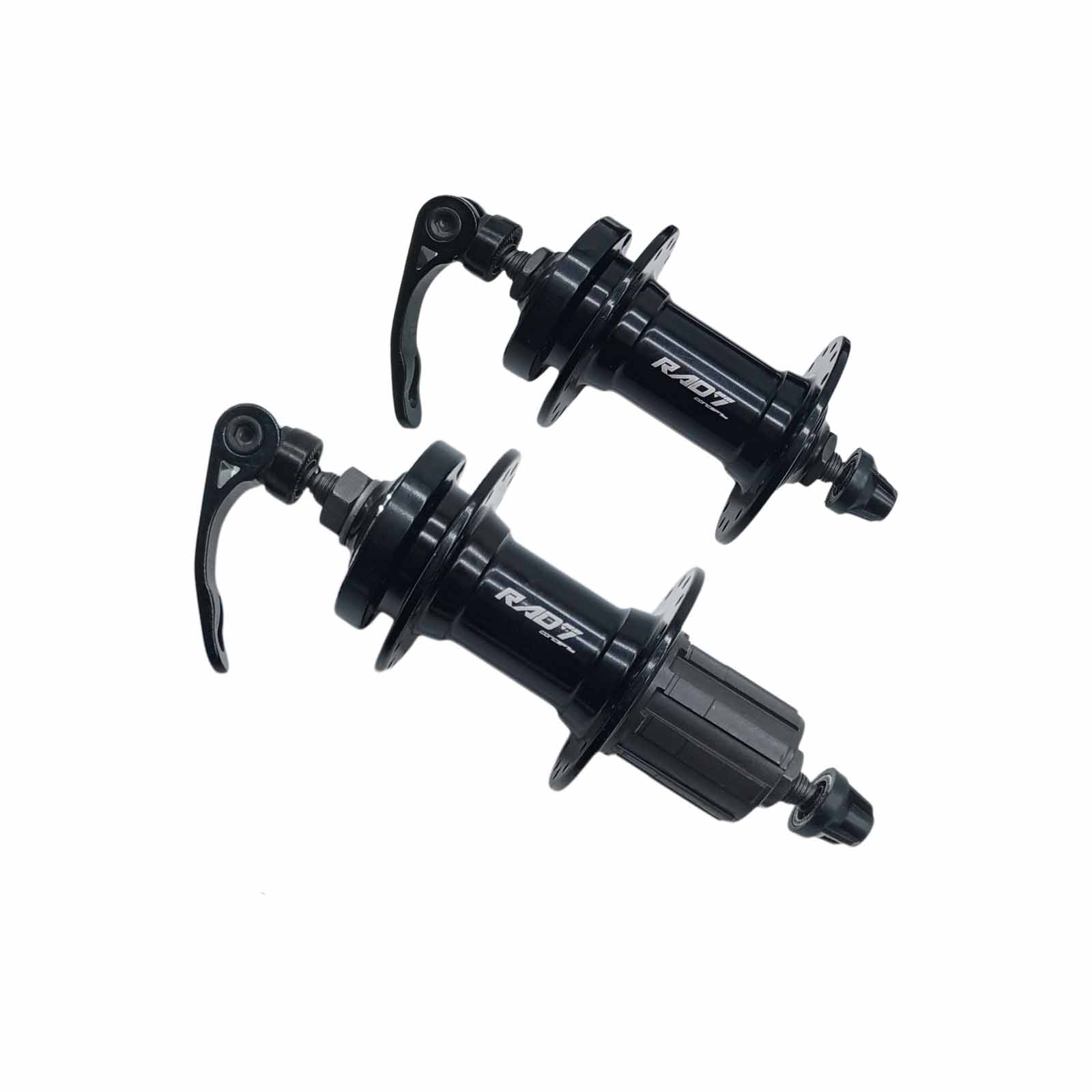 Cubo em Alumínio Dianteiro e Traseiro Rolamentado 32 Furos com Blocagem e Espaçador Cassete 8-12v Disco Preto Rad7 Concept