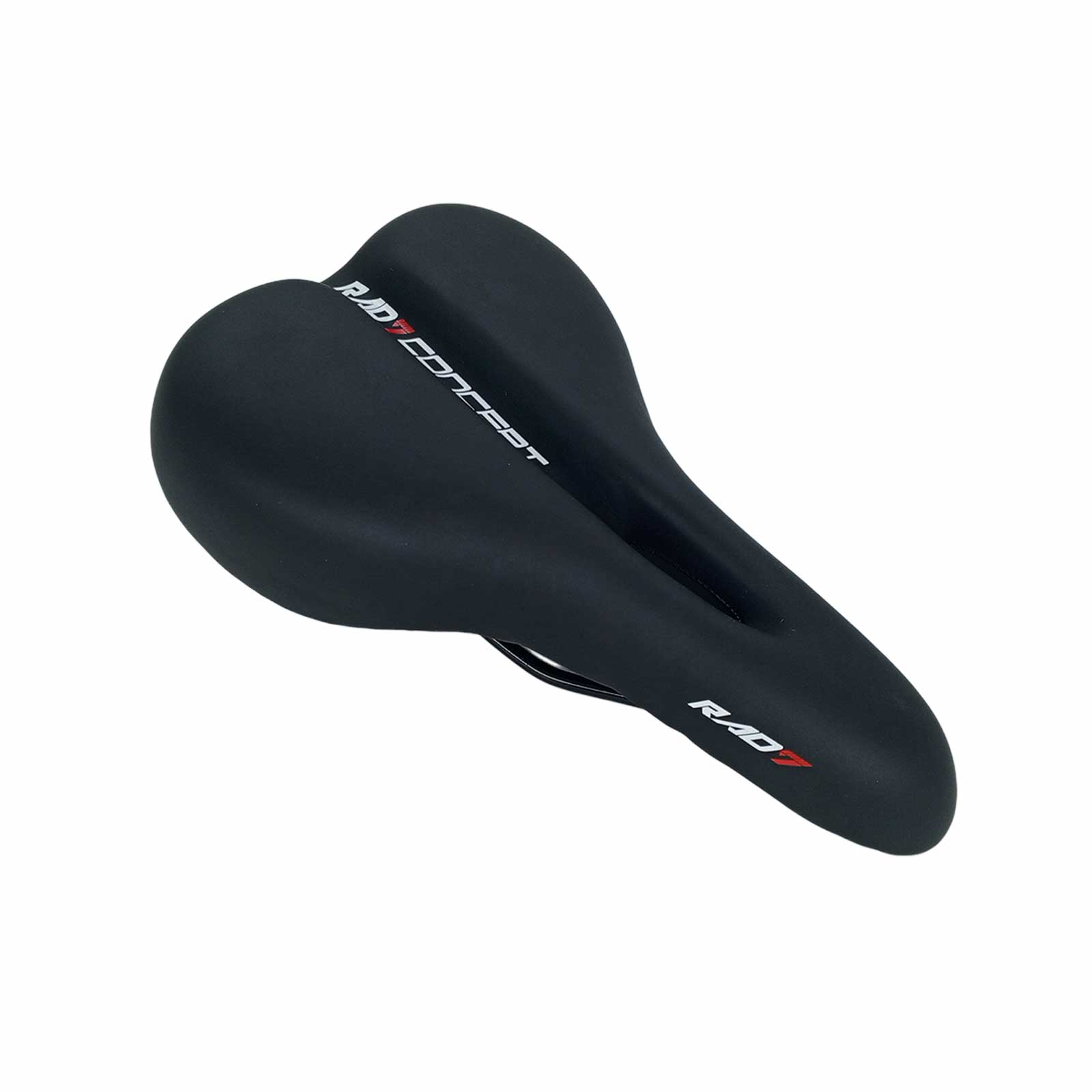 Selim Vazado MTB Firenze 263 x 160 mm com Carrinho Preto e Detalhe Vermelho Rad7 Concept