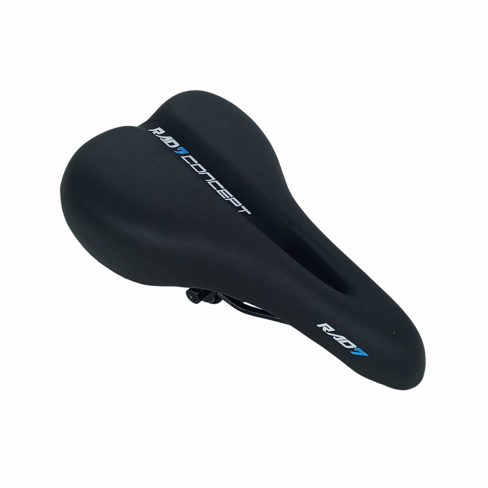 Selim Vazado MTB Firenze 263 x 160 mm com Carrinho Preto e Detalhe Azul Rad7 Concept