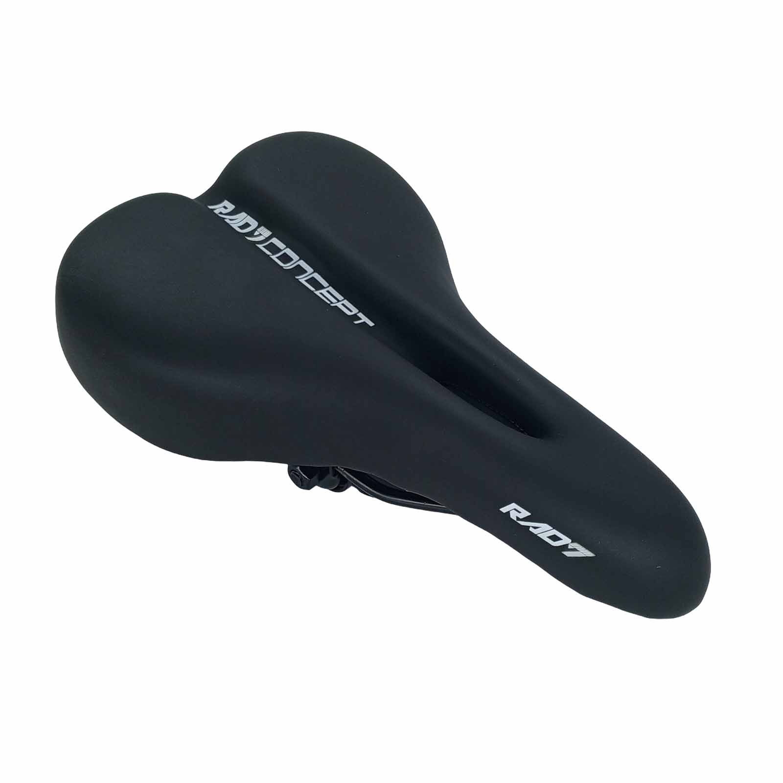 Selim Vazado MTB Firenze 263 x 160 mm com Carrinho Preto e Detalhe Branco Rad7 Concept