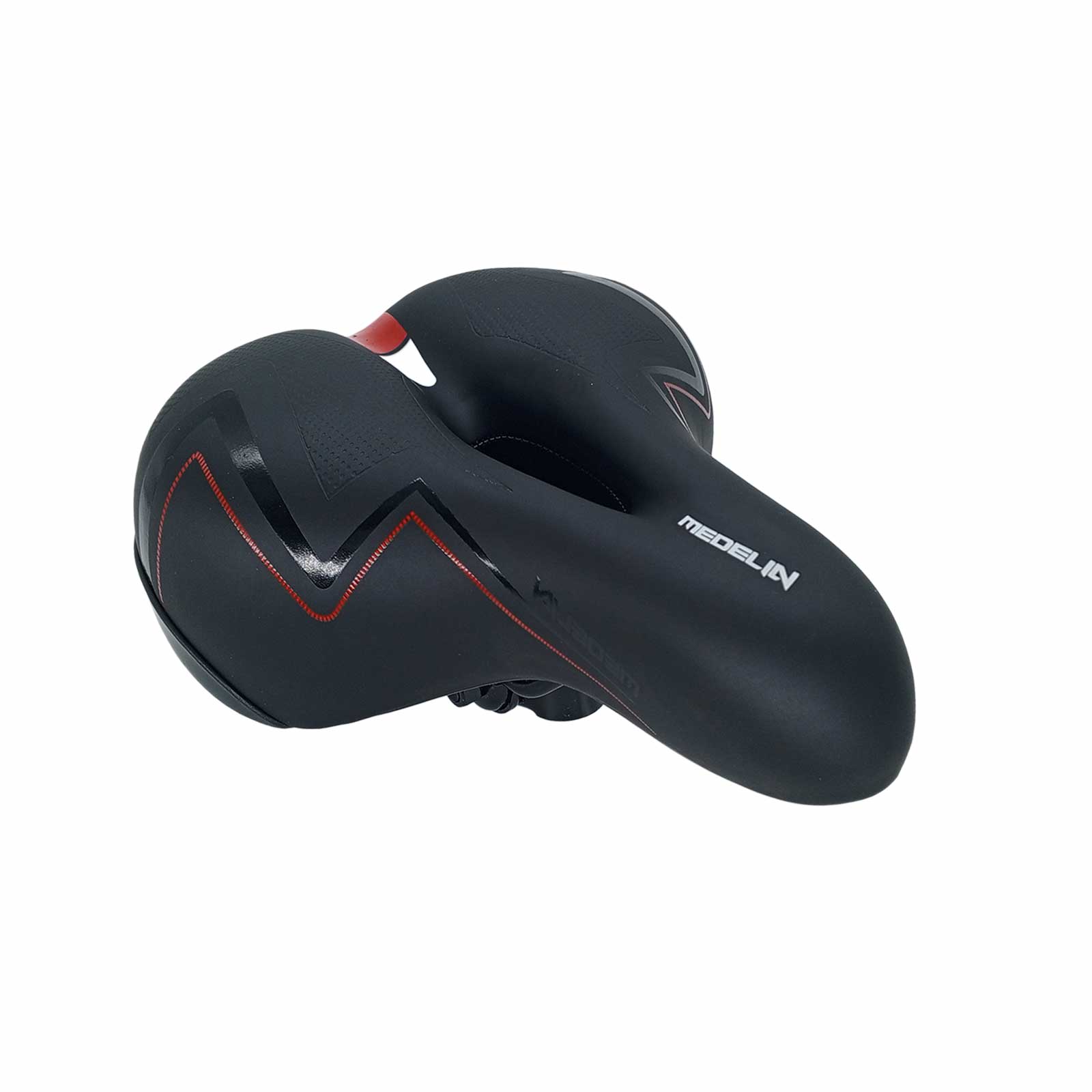 Selim Vazado Medelin 250 x 205 mm com Molas Elastômero Fita Refletiva com Carrinho Preto Rad7 Concept