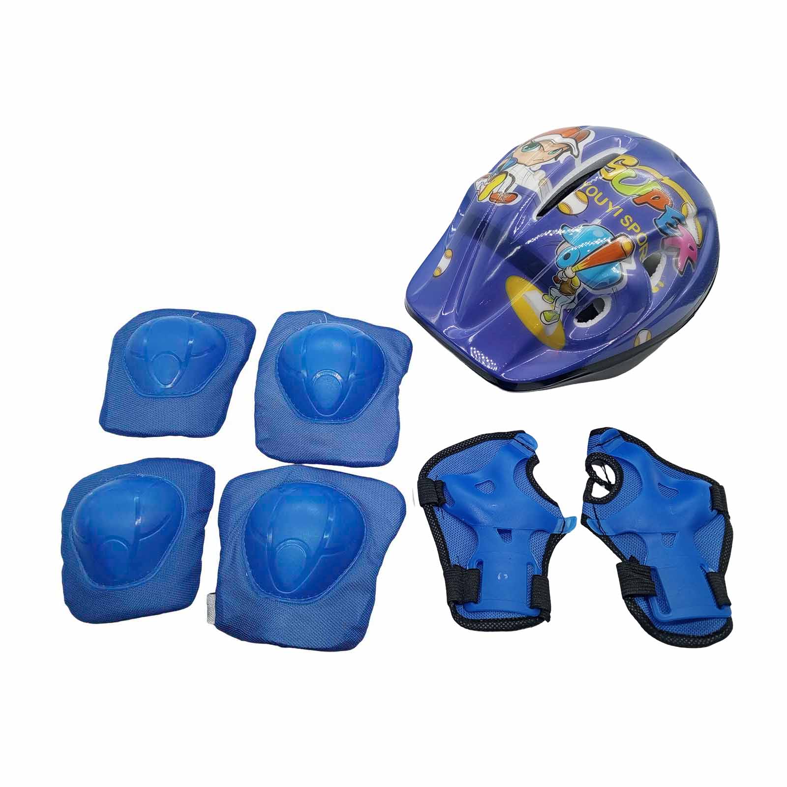 Kit de Proteção Infantil Baseball Azul com Capacete, Joelheira, Munhequeira e Cotoveleira 3 a 7 Anos Rad7 Concept