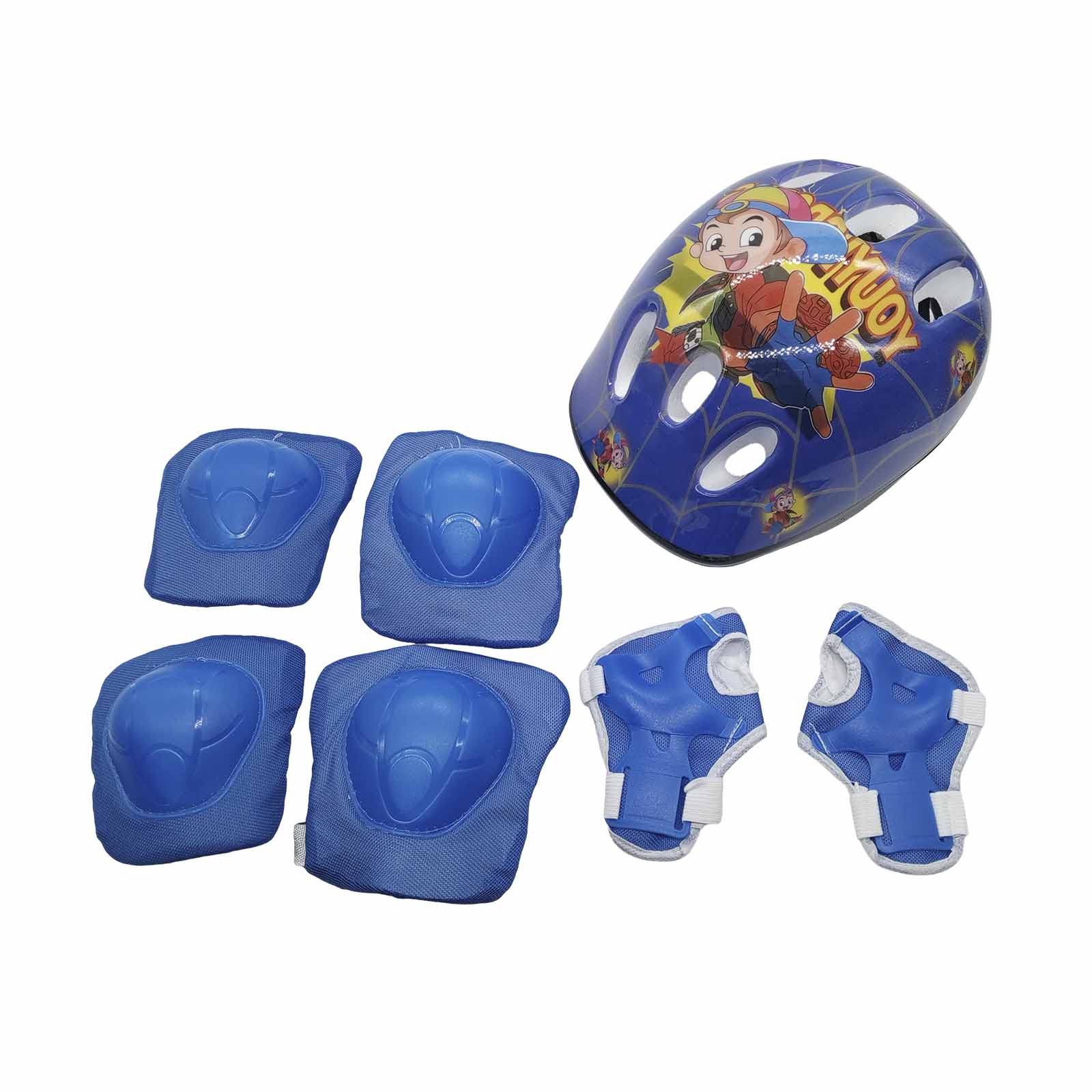 Kit de Proteção Infantil Boy Azul com Capacete, Joelheira, Munhequeira E Cotoveleira 3 a 7 Anos Rad7 Concept