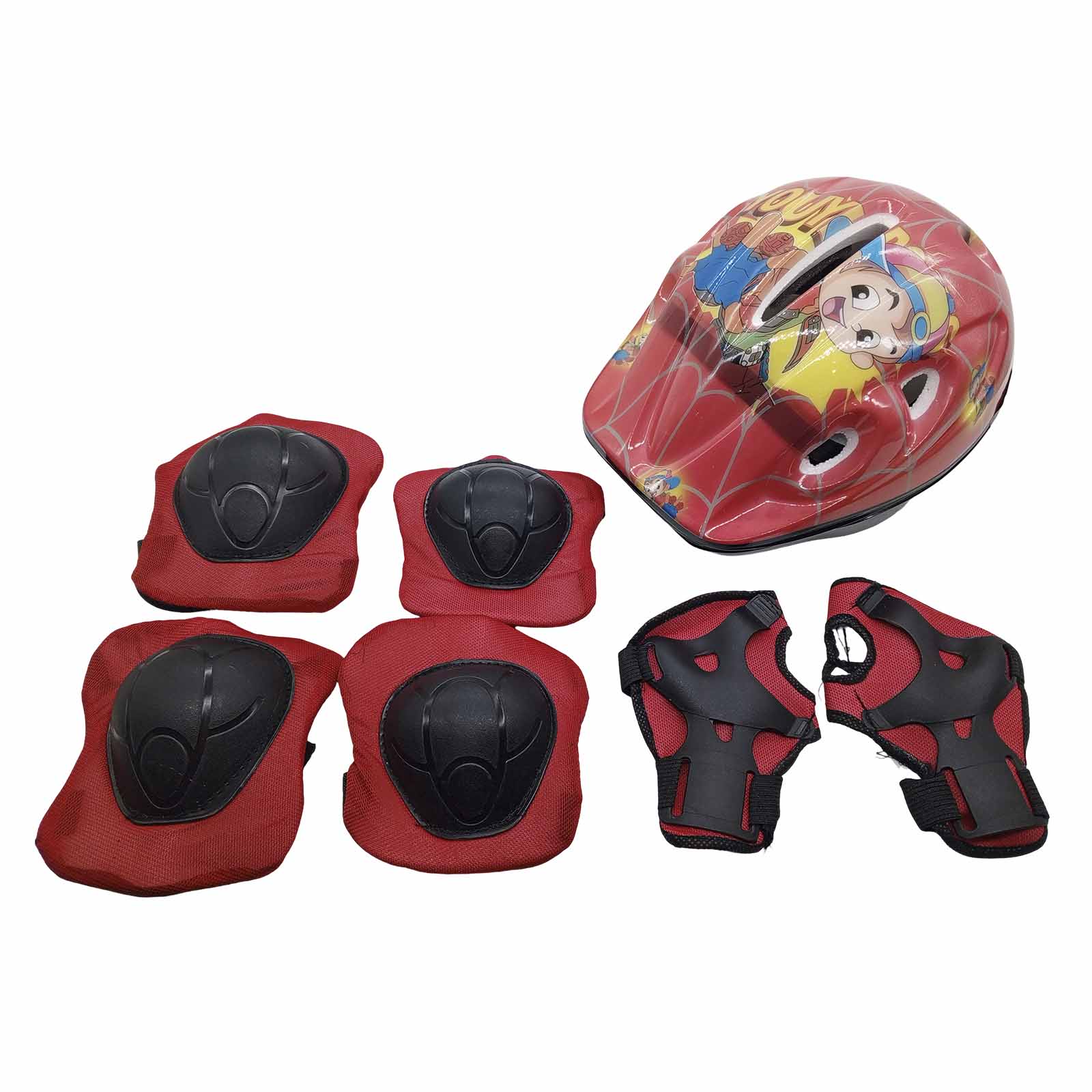 Kit de Proteção Infantil Boy Vermelho com Capacete, Joelheira, Munhequeira E Cotoveleira 3 a 7 Anos Rad7 Concept