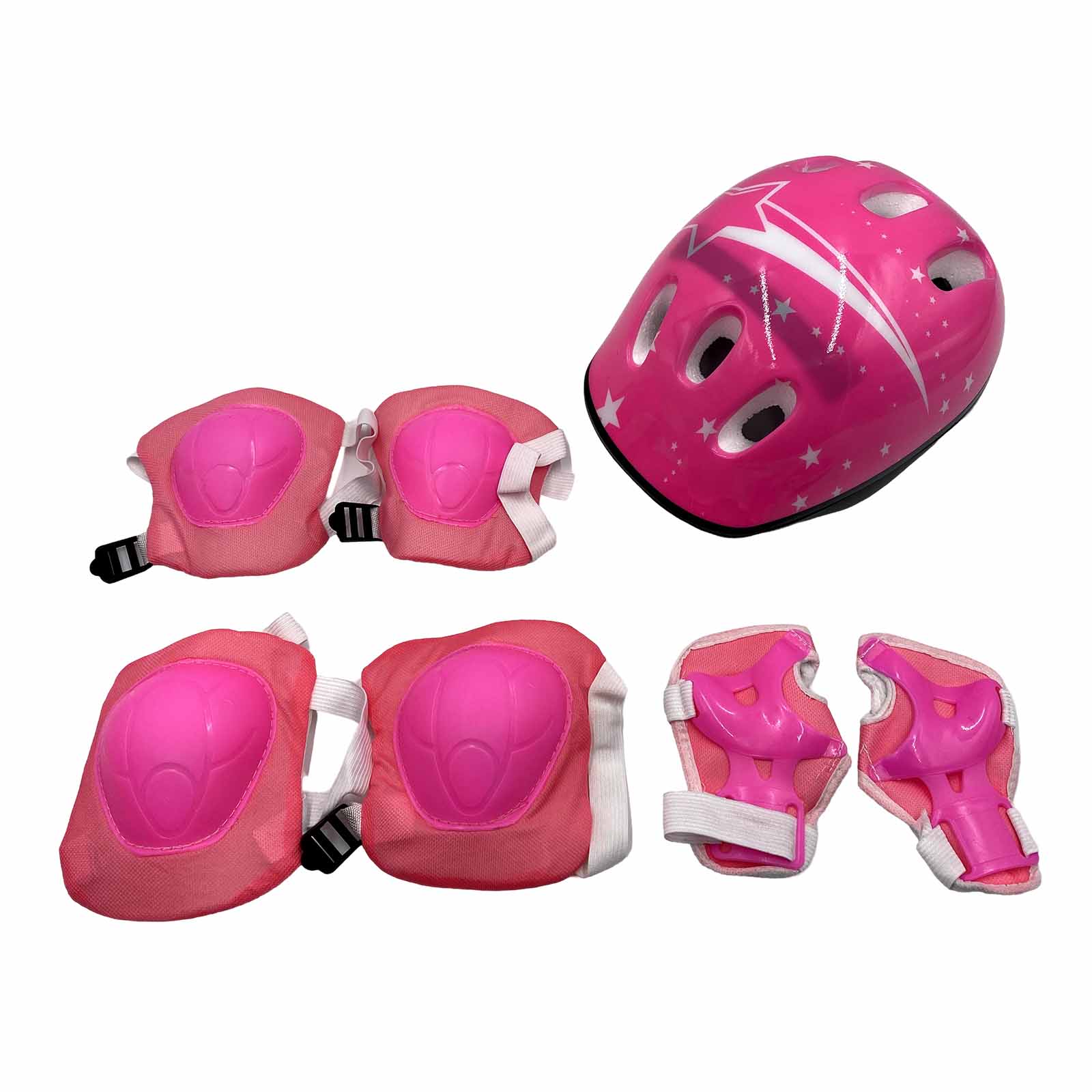 Kit de Proteção Infantil Star Rosa com Capacete, Joelheira, Munhequeira e Cotoveleira 3 a 7 Anos Rad7 Concept