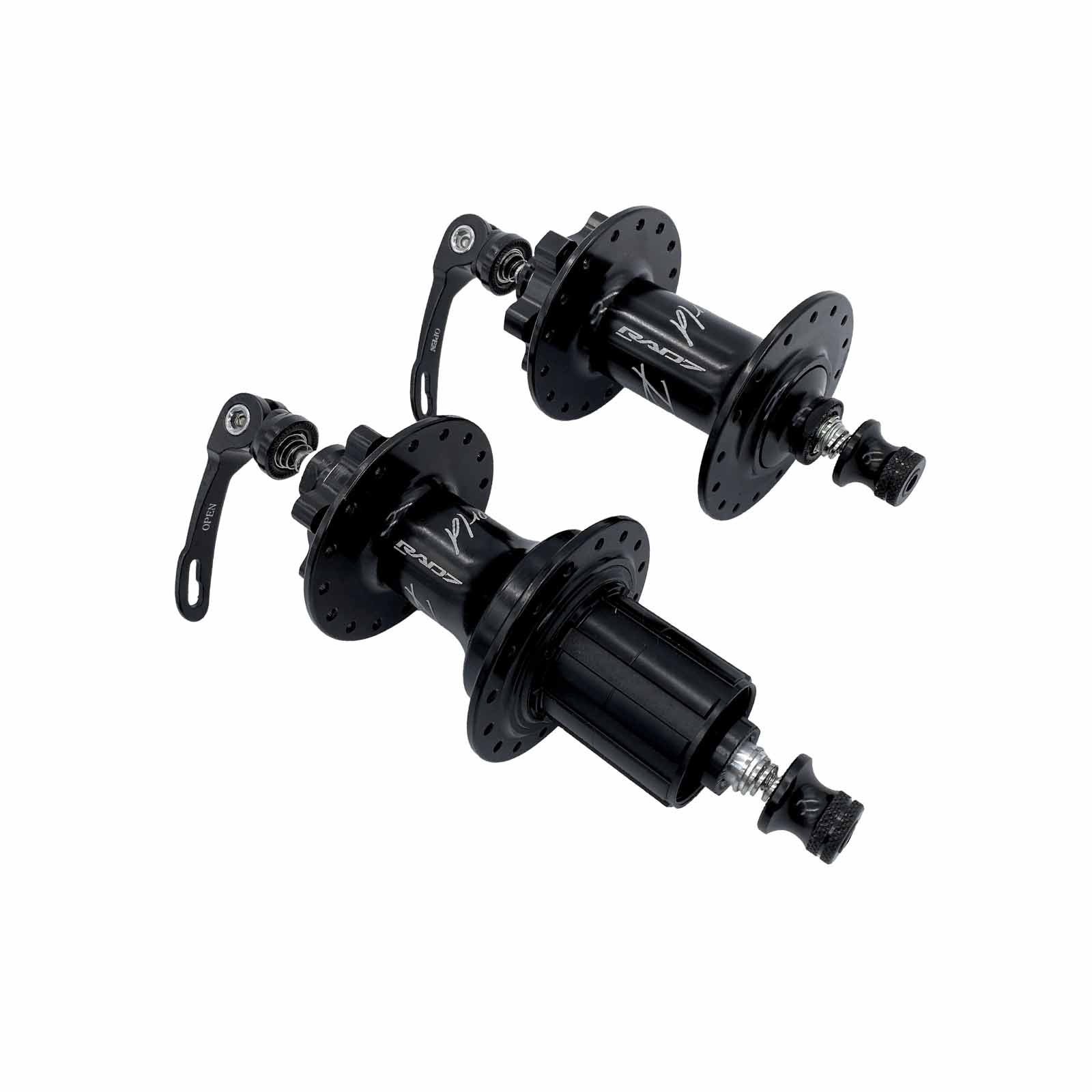 Cubo em Alumínio Dianteiro e Traseiro Rolamentado 32 Furos 100x9 mm 135x9 mm HG 8-12v com Blocagem para Freio a Disco Preto Rad7 Performance