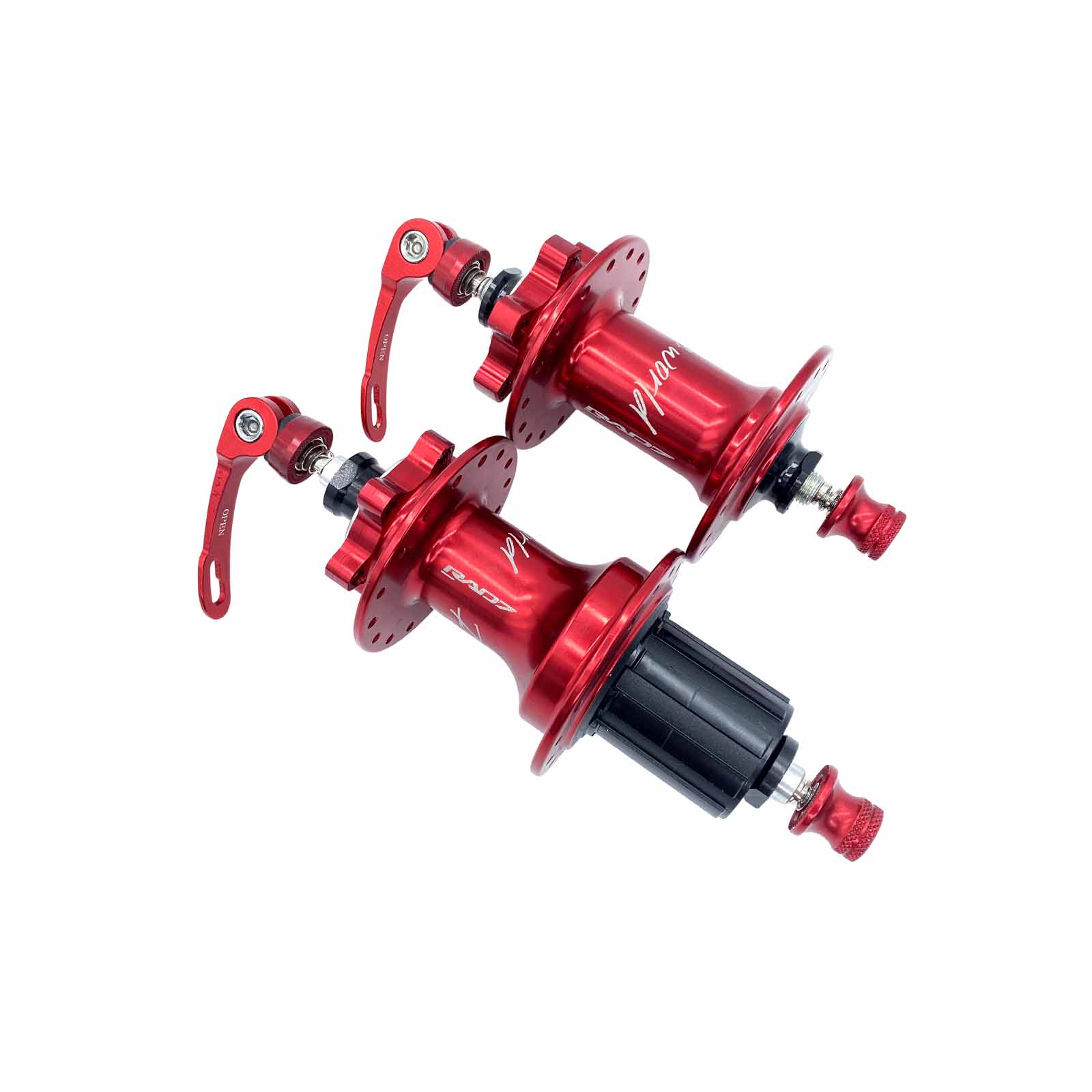 Cubo em Alumínio Dianteiro e Traseiro Rolamentado 32 Furos 100x9 mm 135x9 mm HG 8-12v com Blocagem para Freio a Disco Vermelho Rad7 Performance