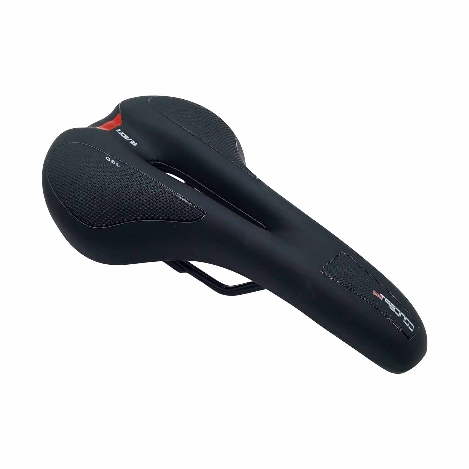 Selim Vazado MTB Gel New York 275 x 145 mm com Carrinho Preto com Detalhe Vermelho Rad7 Concept