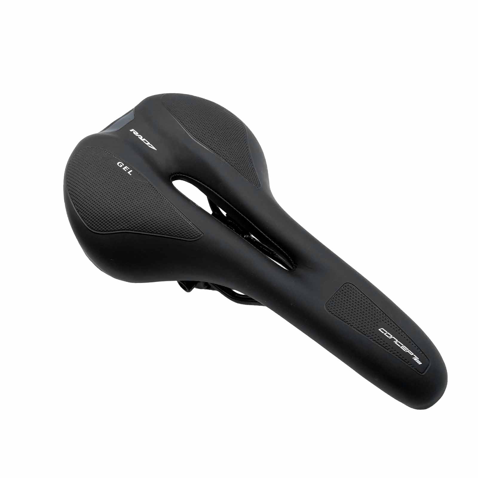 Selim Vazado MTB Gel New York 275 x 145 mm com Carrinho Preto com Detalhe Cinza Rad7 Concept