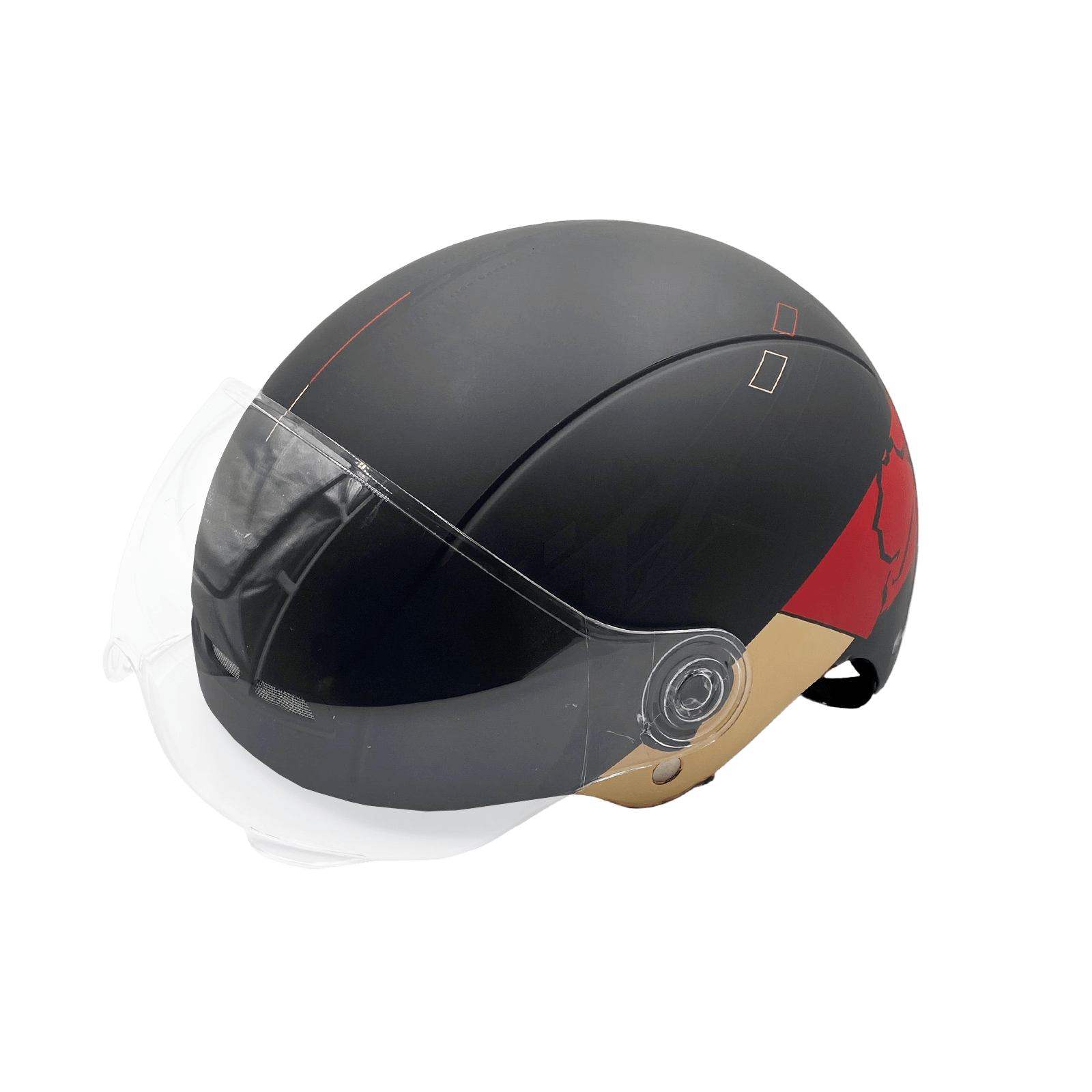 Capacete e-Bike Nürburgring com Viseira L 58-61 cm Preto Vermelho Rad Routes