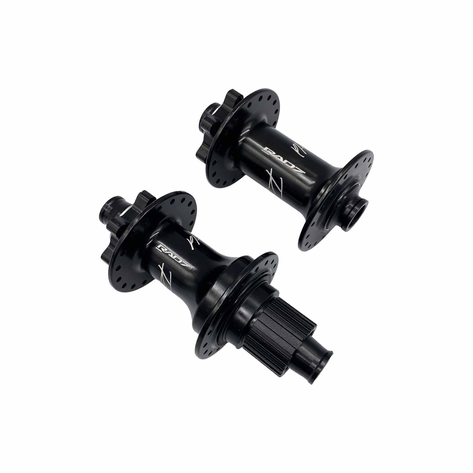 Cubo Boost Dianteiro 15x110 mm Traseiro 12x148 mm 36 Furos Disco 6 Furos Microspline 10-52D 12v em Alumínio Preto Rad7 Performance
