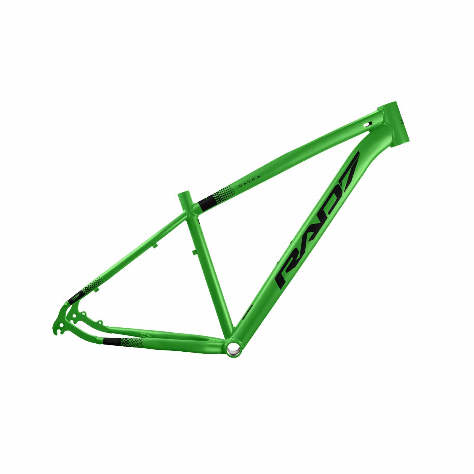 Quadro MTB Davos 29 Alumínio 34,7 mm Mega Over Canote 27,2 mm Cabeamento Interno Verde Metálico Fosco Adesivo Preto T17 Rad7 Concept