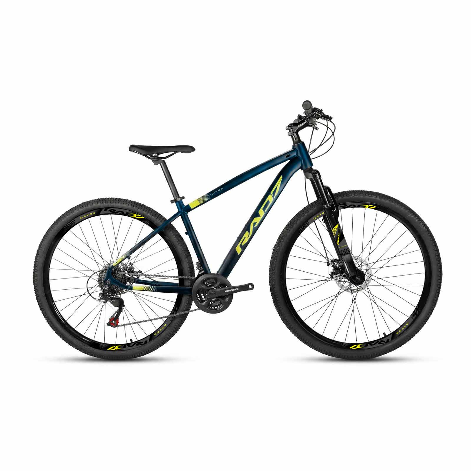 Kit Essence 1.0 29 21v Davos Azul Petróleo Fosco Adesivo Amarelo Neon 17 Rad7 Concept