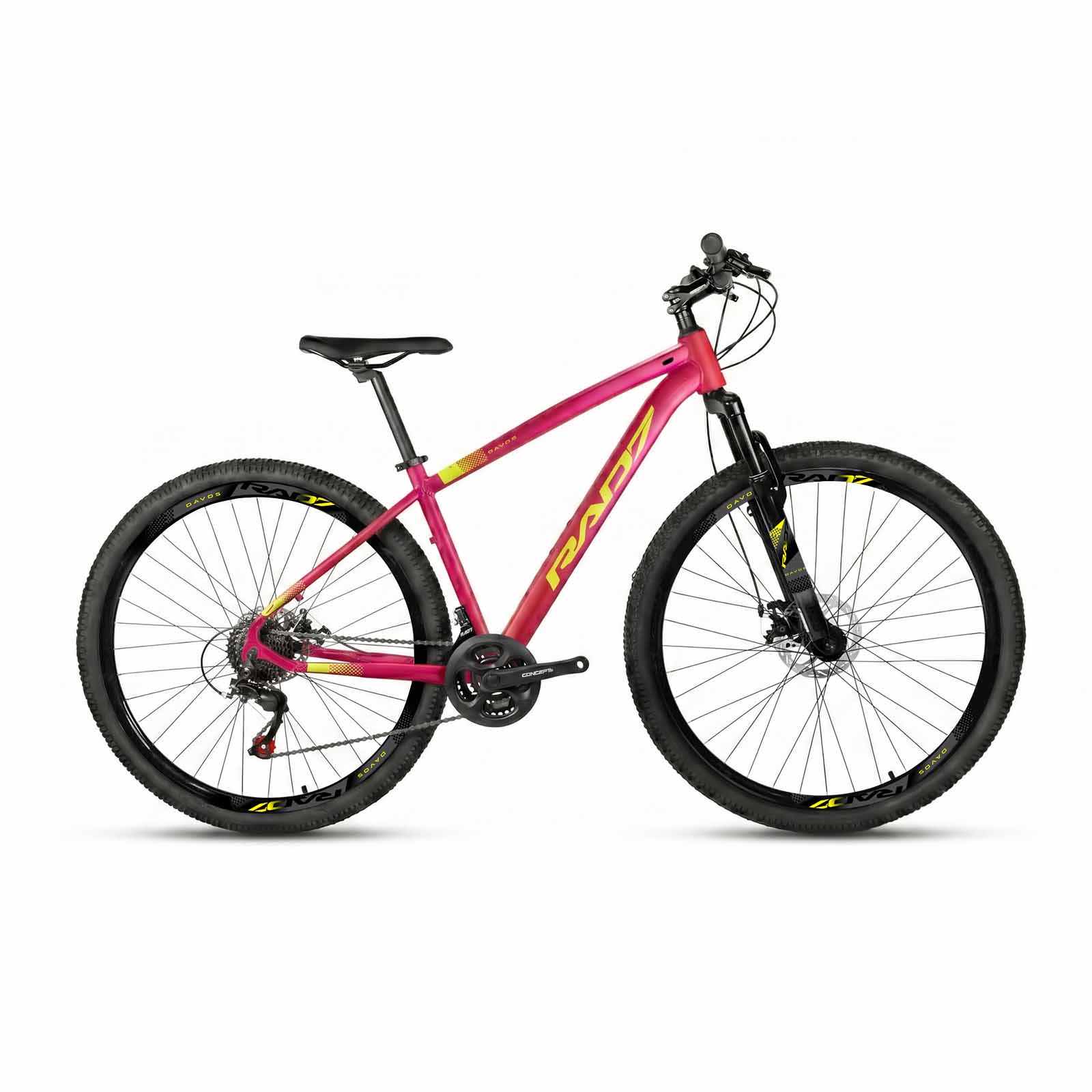 Kit Essence 1.0 29 21v Davos Rosa Metálico Fosco Adesivo Amarelo Neon 17 Rad7 Concept 